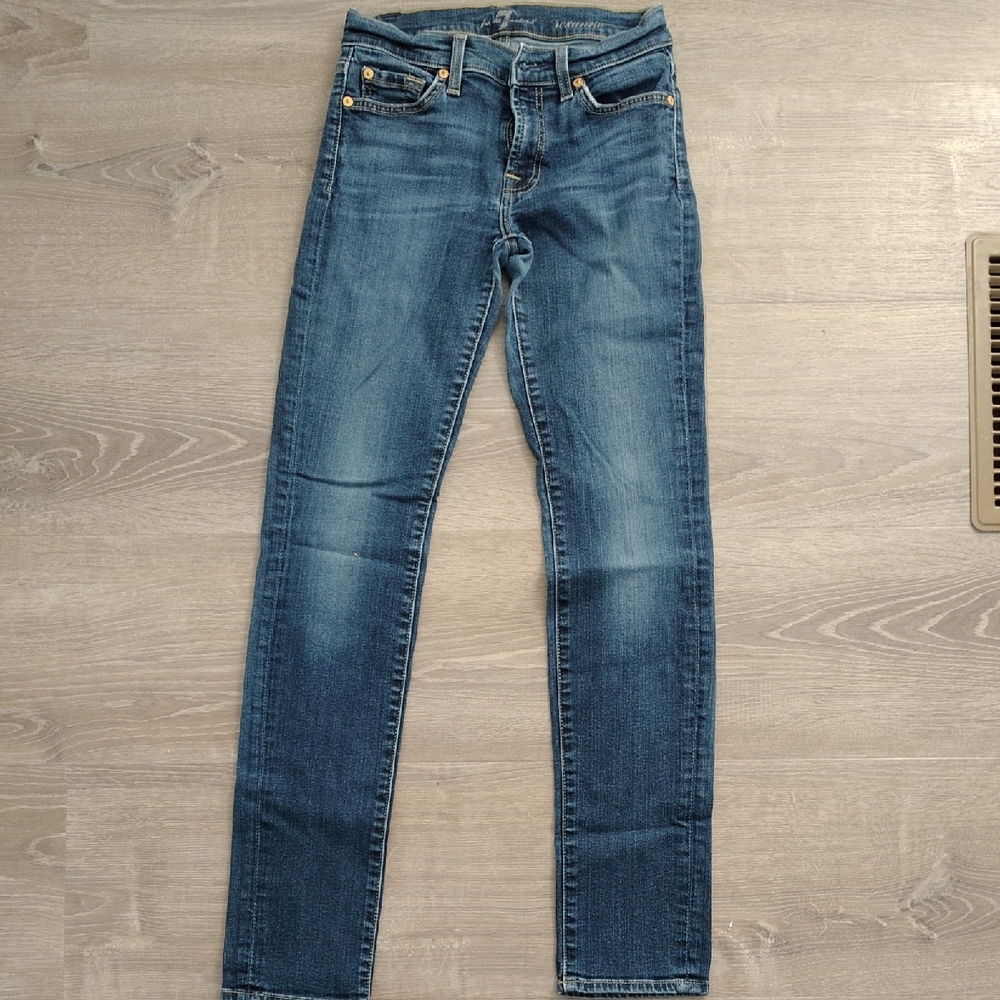 7 For All Mankind Women's Skinny Jeans in Medium Blue Wash